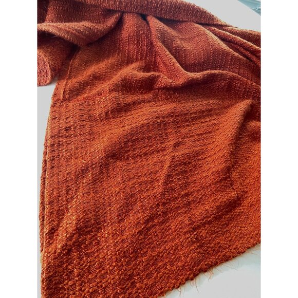 Vintage 70s pleated curtain, burnt orange/brick thick woven panel,  price for 1 - Picture 7 of 10